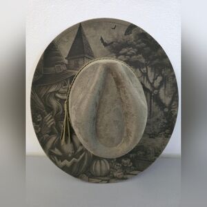 Engraved Witch Adjustable Wide Brim Hat